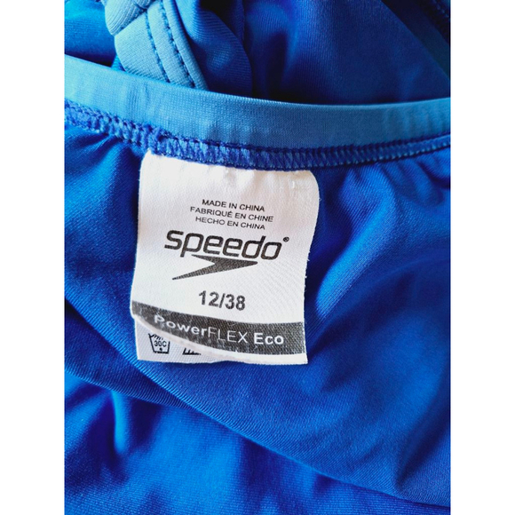 Women's Speedo one piece Swimsuit Blue Green 12/38 open back beach gear - Picture 3 of 4